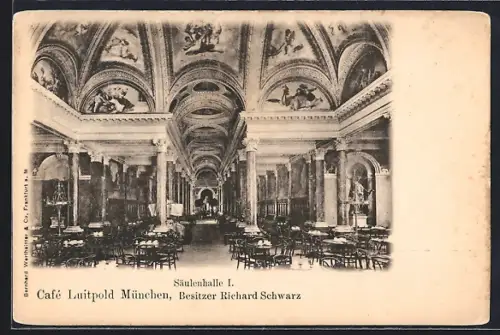 AK München, Cafe Luitpold, Säulenhalle, Innenansicht