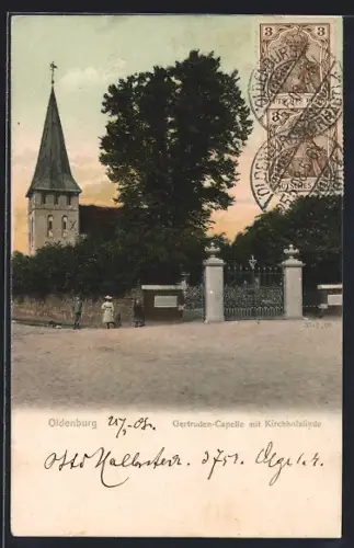 AK Oldenburg / O., Gertruden-Kapelle mit Kirchhofslinde