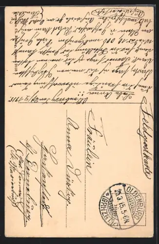 AK Oldenburg / O., Friedhofslinde u. Gertrudenkapelle, Gedicht: O ewich is so lank!