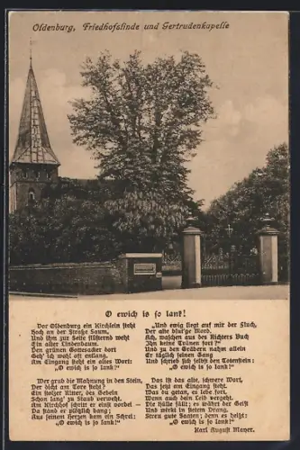 AK Oldenburg / O., Friedhofslinde und Gertrudenkapelle, O ewich is so lank!