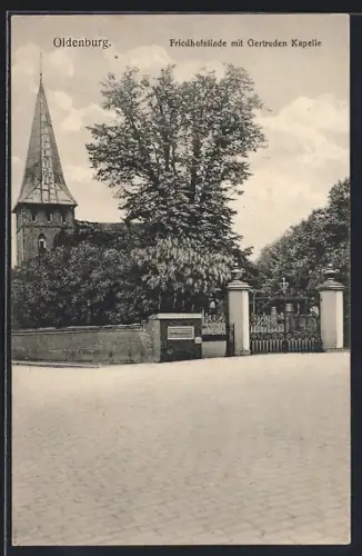 AK Oldenburg / O., Friedhofslinde und Gertrudenkapelle, O ewich is so lank!