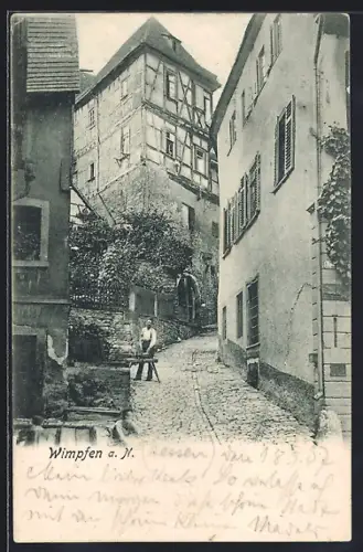 AK Wimpfen a. N., Blick in eine enge Gasse