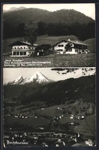 AK Bischofswiesen-Berchtesgaden, Hotel Haus Fischer, Hinterau 18, Panorama