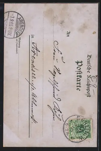 Vorläufer-Lithographie Berlin, 1895, Friedrichsdenkmal unter den Linden