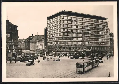 AK Berlin-Tiergarten, Potsdamer Platz mit Strassenbahn