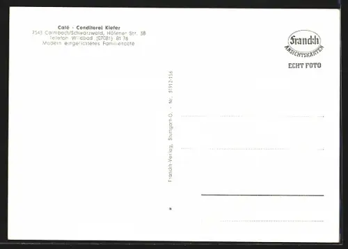 AK Calmbach, Innenansicht Cafe-Konditorei Kiefer