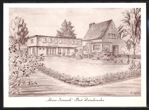 Künstler-AK Bad Zwischenahn, Haus Sonneck