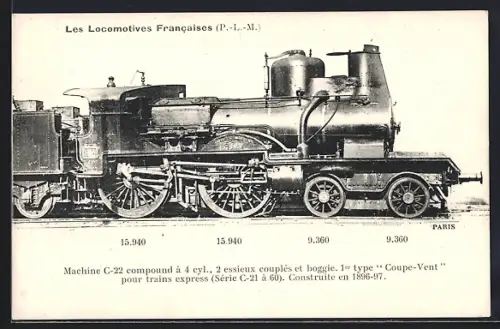 AK Machine No. C-22, französische Eisenbahn