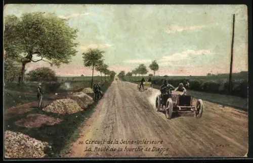 AK Dieppe, Circuit de la Seine-Inferieure, La Route de la fourche, Autorennen
