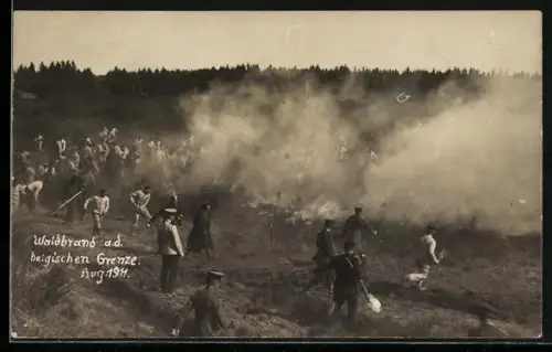 AK Waldbrand an der belgischen Grenze 1911