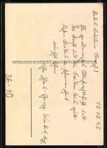 AK St. Joseph mit Christkind, Holzschnitt