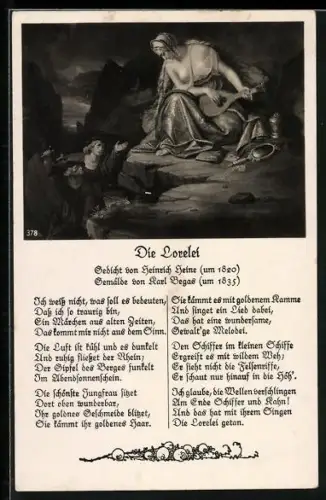 AK Loreley mit Schiffer, Gedicht