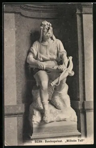AK Bern, Bundespalast, Statue Wilhelm Tell