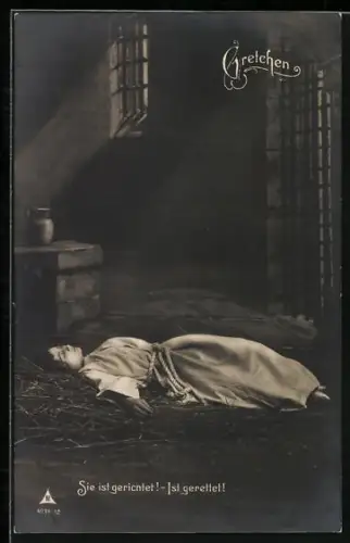 AK Gretchen liegt auf Stroh, Faust