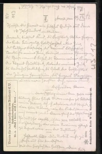 AK Volkslied Nr. 4, Muss i dennn, muss i denn, Wanderer verabschiedet sich von seinem Schatz