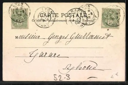 AK Harlekin und Mond mit Gesicht, Notenzeile, Noten mit Gesichtern