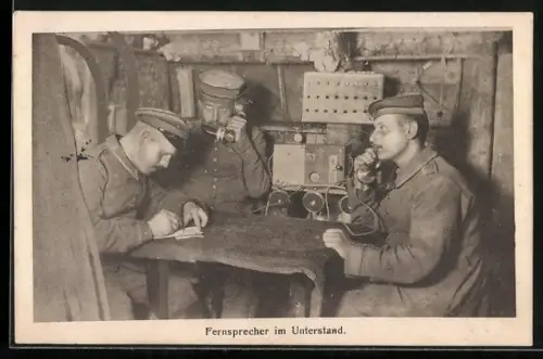 AK Fernsprecher im Unterstand bei der Arbeit