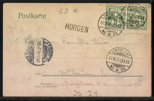 Lithographie Abschied, Musterung, Fröhliches Zechen, Gruss von der Musterung