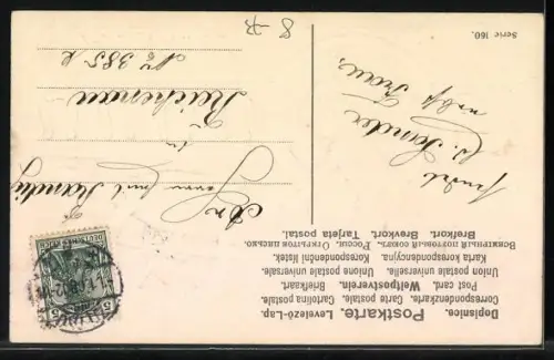 AK Junge mit Sektflasche und Hufeisen