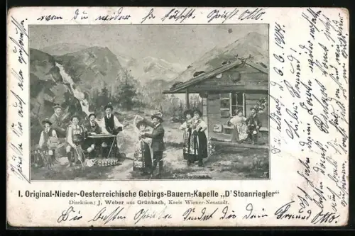 AK Trachtenkapelle Original-Nieder-Oesterreichische Gebirgs-Bauern-Kapelle D`Stoanriegler, Dir. J. Weber