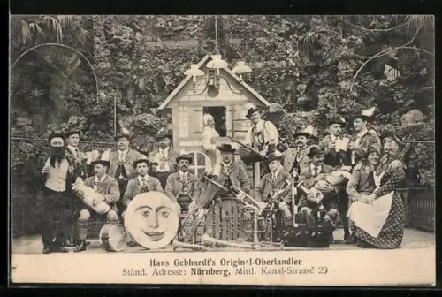 AK Nürnberg, Trachtenkapelle Hans Gebhardt`s Original Oberlandler, Mittlere Kanal-Strasse 29