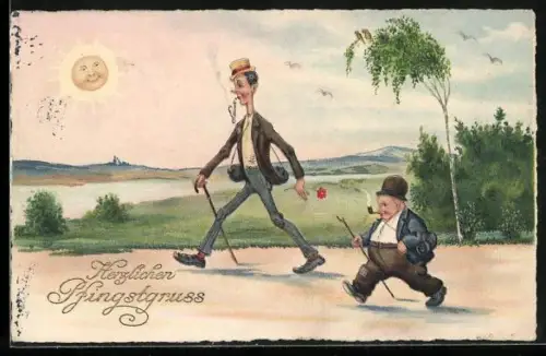 AK Sonne mit Gesicht, Pfingstspaziergang, Metamorphose