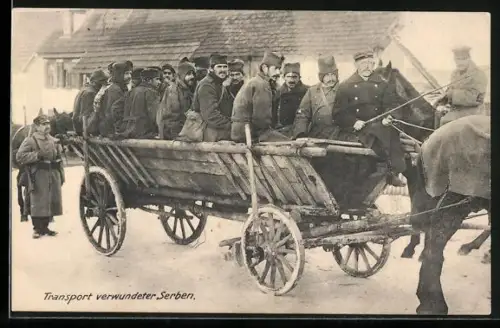 AK Transport verwundeter Serben, Kriegsgefangene