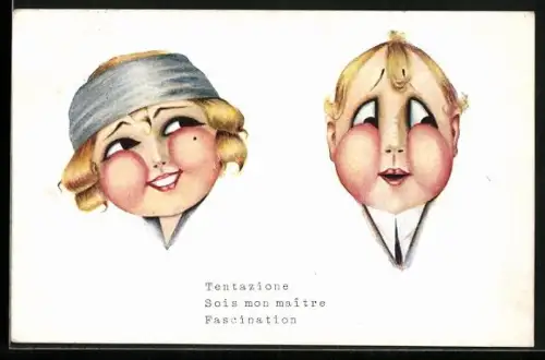 AK Gesichter mit roten Wangen