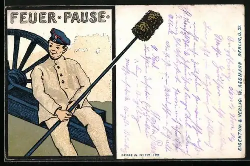 AK Artillerie-Soldat während einer Feuerpause