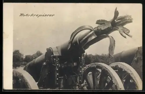 AK Rohrkrepierer, zerstörtes Artillerie-Geschütz