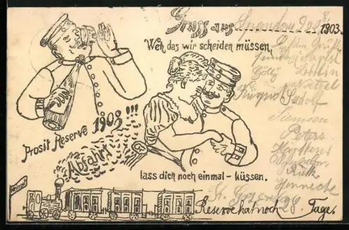 Künstler-AK Reserve vor der Abfahrt