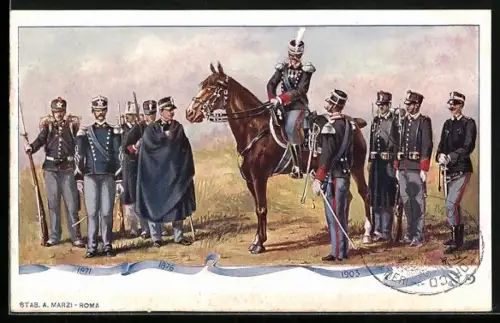 AK Granatieri di Sardegna, historische Uniformen 1871 - 1903