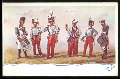 AK Granatieri di Sardegna, historische Uniformen 1820-1883