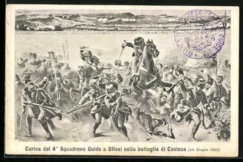 AK Carica del 4. Squadrone Guide a Oliosi nella Battaglia di Custoza, Kavallerie