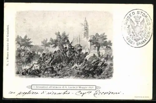 AK Granatieri all`attacco di S. Lucia 1848, italienischer Unabhängigkeitskrieg