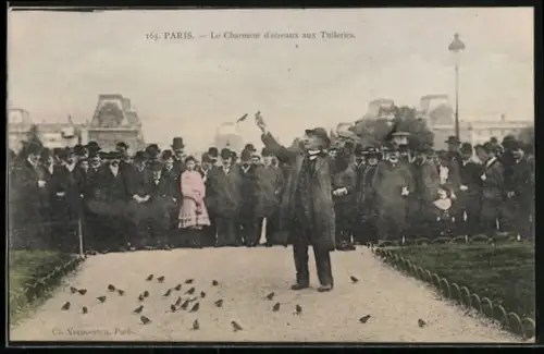 AK Paris, Le Charmeur d`oiseux aux Tuileries