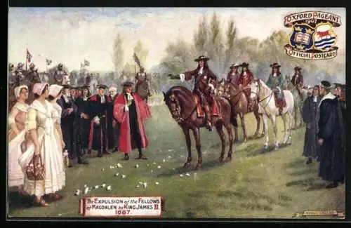 Künstler-AK Expulsion of the Fellows of Magdalen by King James II. 1687