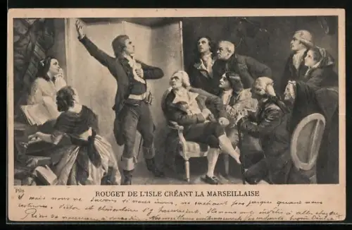 Künstler-AK Rouget de L`Isle créant la Marseillaise, französische Revolution