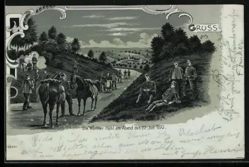Lithographie Wörther Hohl am Abend des 22. Juli 1870