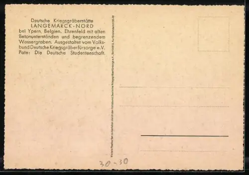 AK Deutsche Kriegsgräberstätte Langemarck-Nord