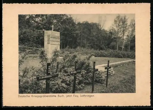 AK Buch, Deutsche Kriegergräberstätte, jetzt Fey, Lothringen