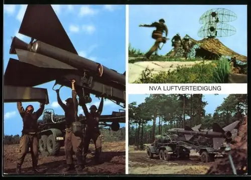 AK NVA Luftverteidigung, Transportladefahrzeug, Beladen einer Startrampe, Alarm für die Besatzung einer Funkmessstation