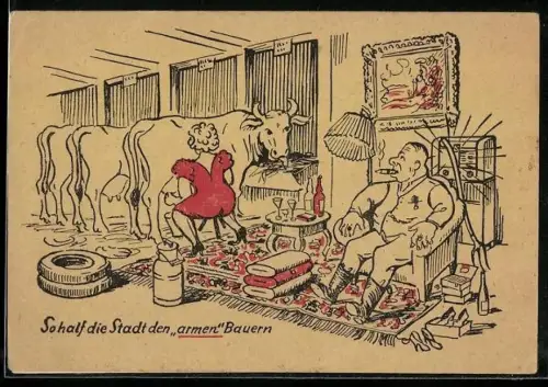 Künstler-AK So half die Stadt den armen Bauern, BRD