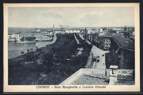 AK Livorno, Viale Margherita e Contiere Orlando, Strassenbahn