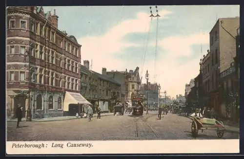 AK Peterborough, Long Causeway, Strassenbahn