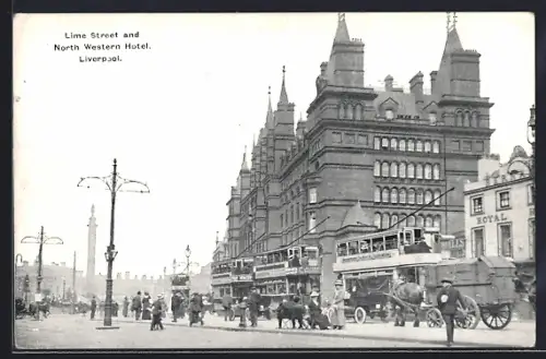 AK Liverpool, Lime Street and North Western Hotel, Strassenbahn