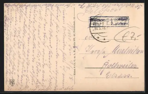 AK Riga, Alexanderboulevard mit Strassenbahn aus der Vogelschau