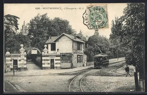 AK Montmorency, L`Orangerie, Strassenbahn