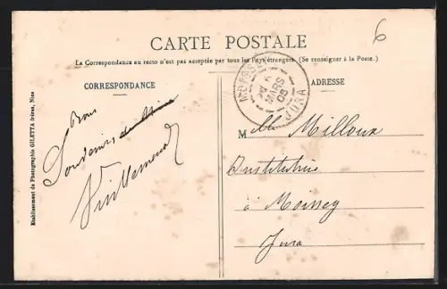 AK Nice, Avenue de la Gare, Cafe-Hotel de la Régence, Strassenbahn