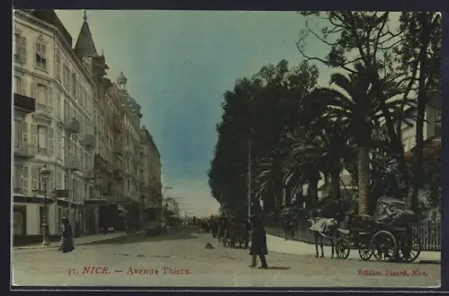 AK Nice, Avenue Thiers, Strassenbahn